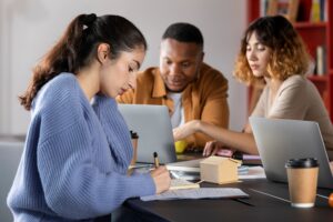 Classmates Writing Learning Study Session